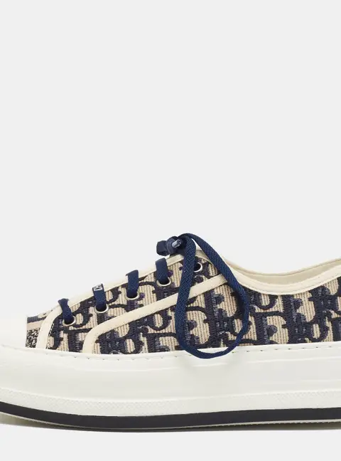 Dior Walk'n'Dior Size 37 Navy Blue/Beige Jacquard Low Top Sneakers