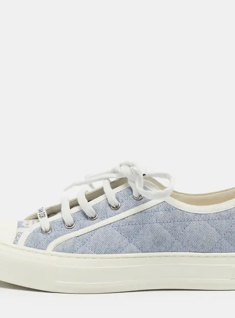 Dior Walk'n'Dior Size 37.5 Blue/White Denim Lace Up Sneakers