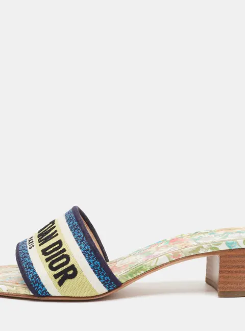 Dior Dway Size 38 Multicolor Canvas Slide Sandals
