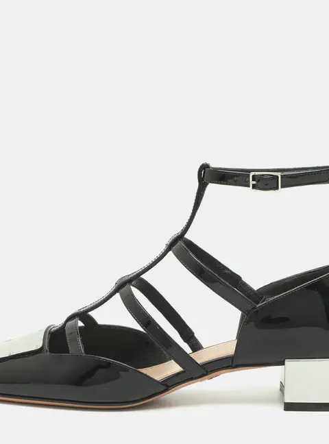 Dior La Parisienne Size 37 Black Patent Leather Gladiator Sandals