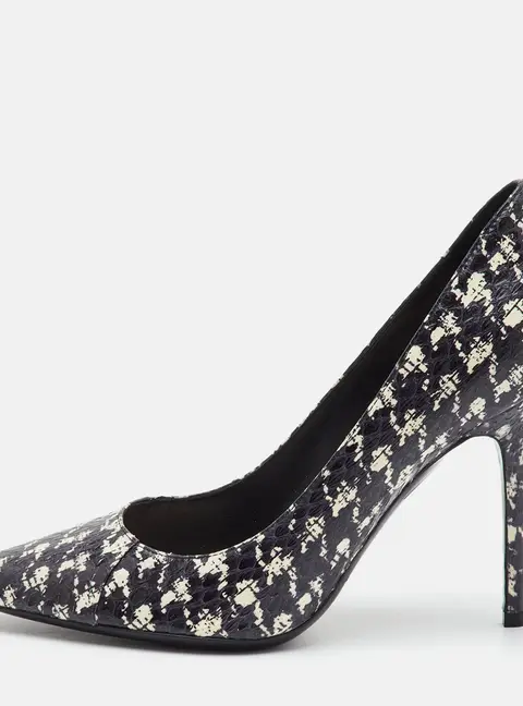 Dior Cherie Size 39 Black/White Snakeskin Leather Pointed Toe Pumps