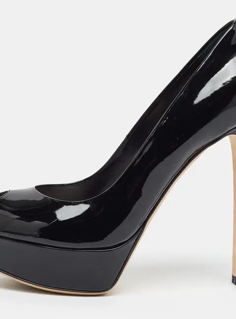 Dior Miss Dior Size 39 Black Patent Leather Peep Toe Pumps