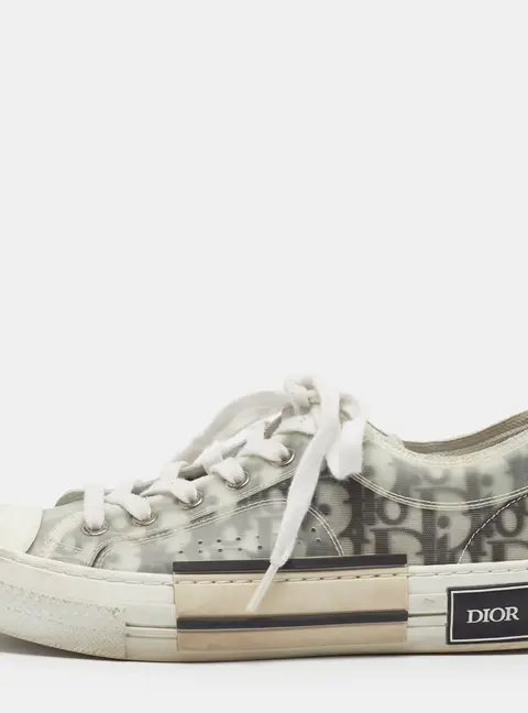 Dior Walk'n'Dior Size 39 Grey /White PVC And Mesh Lace Up Sneakers