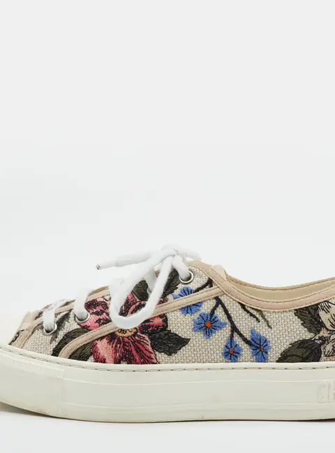 Dior Walk'n'Dior Size 36 Multicolor Floral Embroidered Canvas Low Top Sneakers
