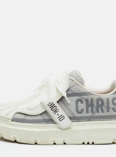 Dior Dior ID Size 36 White/Grey Rubber and Mesh Low Top Sneakers