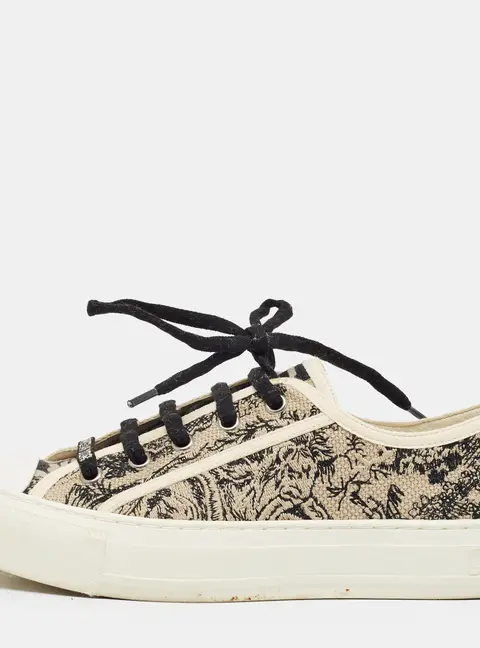 Dior Walk'n'Dior Size 37.5 Black/White Embroidered Canvas Low Top Sneakers
