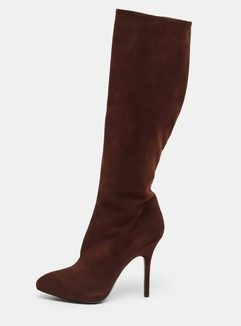 Dior Size 38.5 Brown Suede Knee Length Boots
