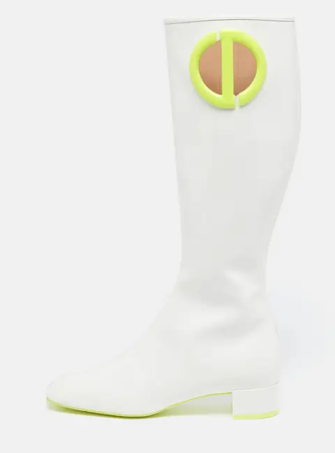 Dior Size 37 White Patent Leather Knee Length Boots