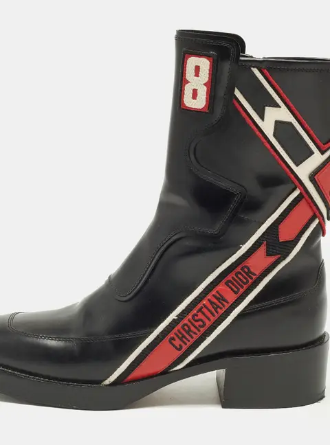 Dior Diorally Size 37 Black Leather Mid Calf Boots