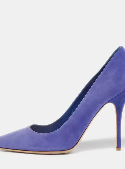 Dior Cherie Size 41.5 Blue Suede Pointed Toe Pumps