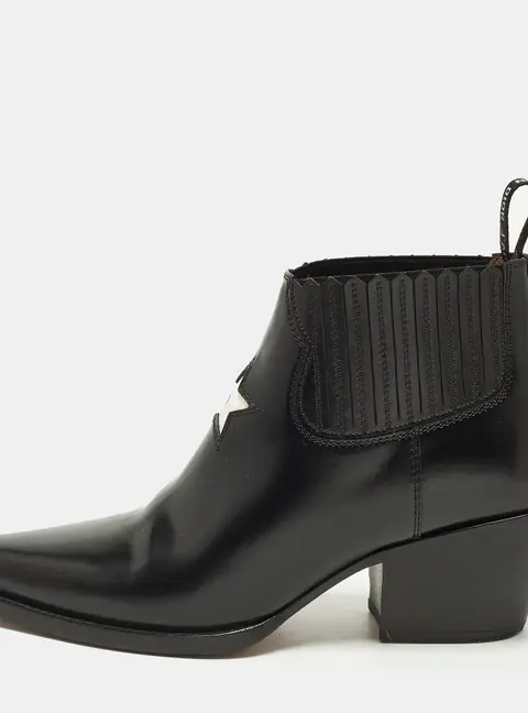 Dior Size 37.5 Black Leather Ankle Length Boots