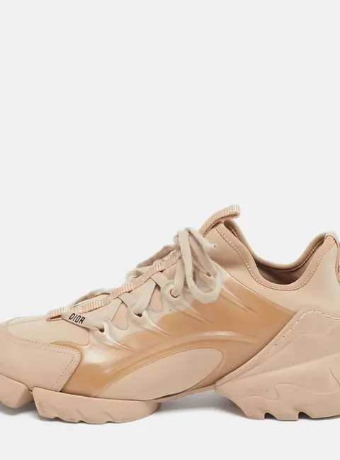 Dior D-Connect Size 38.5 Beige Neoprene and PVC Low Top Sneakers