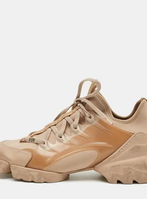 Dior D-Connect Size 39 Beige Neoprene and Rubber Low Top Sneakers