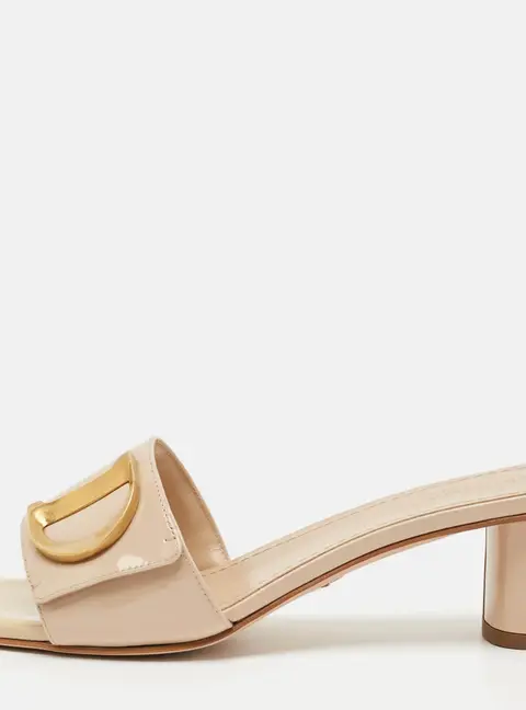 Dior C'est Dior Size 37 Beige Patent Leather Slide Sandals