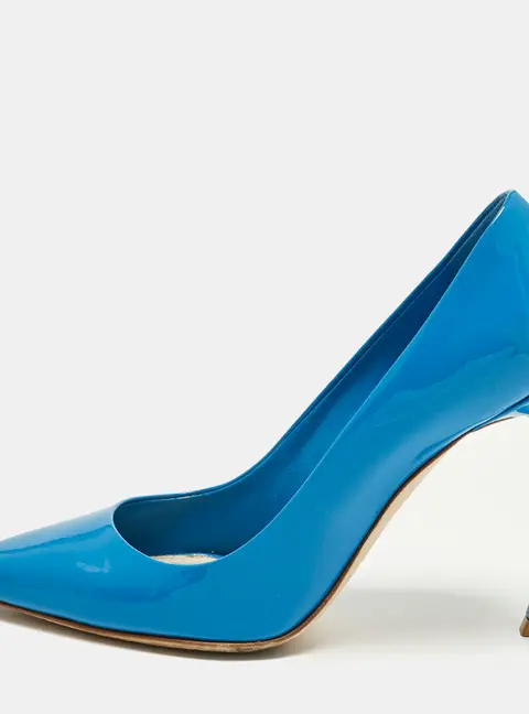 Dior Essence Size 36 Blue Patent Leather Pointed Toe Pumps