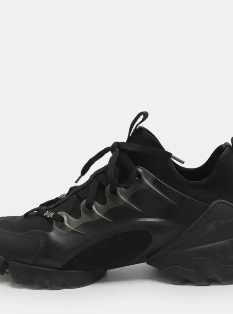 Dior D-Connect Size 39 Black Neoprene and PVC Low Top Sneakers