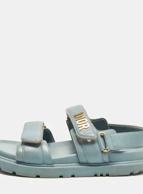 Dior Dioract Size 37 Blue Leather Slingback Sandals