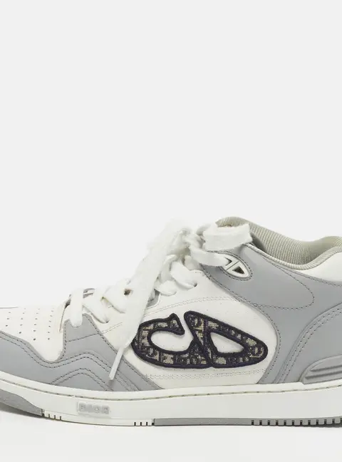 Dior B57 Dribble Size 38 White/Grey Leather Lace Up Sneakers
