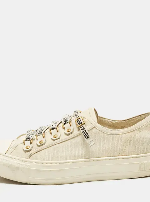 Dior Walk'n'Dior Size 38.5 White Canvas Low Top Sneakers