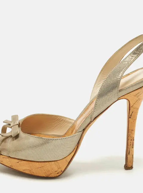 Dior Size 37 Two Tone Suede Bow Slingback Sandals