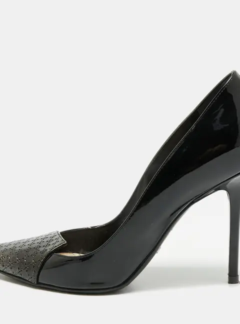 Dior Cherie Size 39.5 Black Patent Leather Pumps