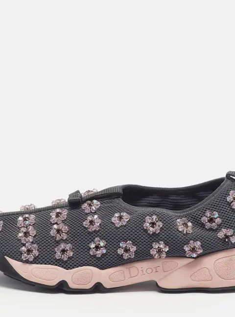 Dior Fusion Size 39.5 Grey Mesh Slip On Sneakers