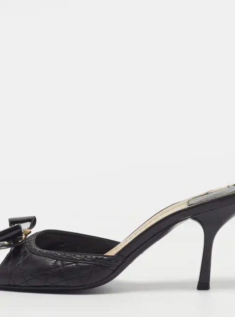 Dior Size 37.5 Black Patent Leather Slide Sandals
