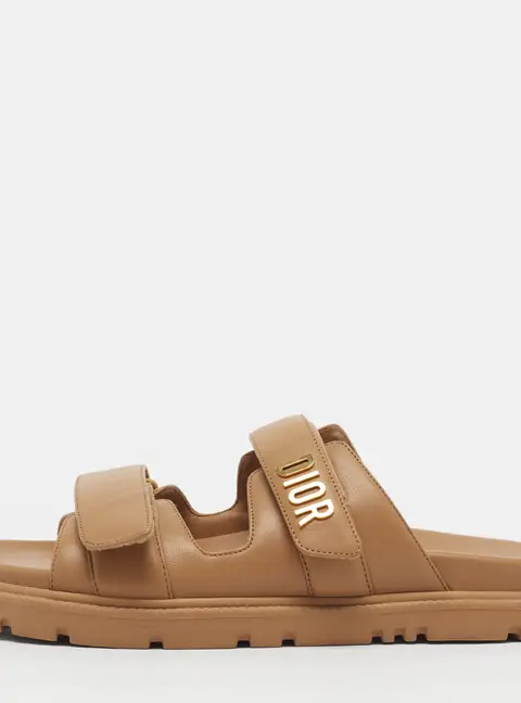Dior Dioract Size 40 Brown Leather Slide Sandals