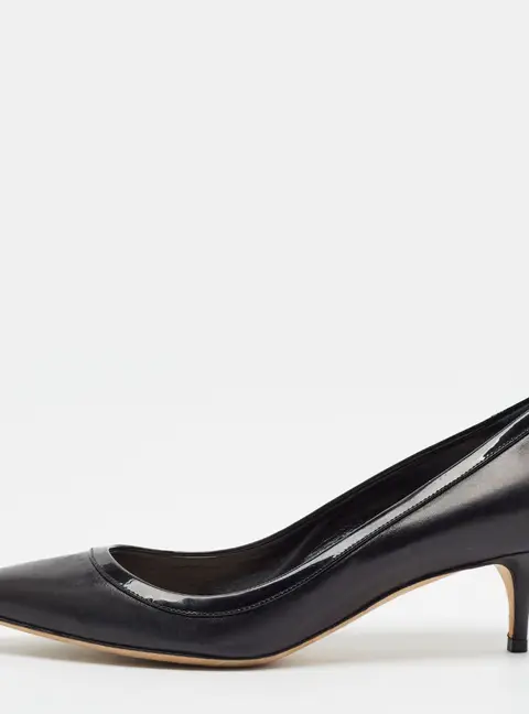 Dior Size 40.5 Black Patent And Leather Pointed Toe Pumps