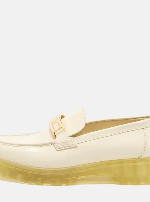 Dior Code Size 39 Off White Brushed Leather Loafers