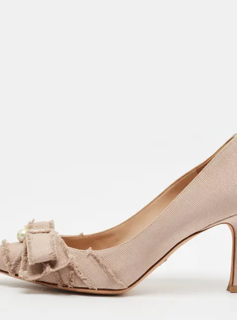 Dior Adiorable Size 37 Dusty Pink Canvas Fringed Pumps