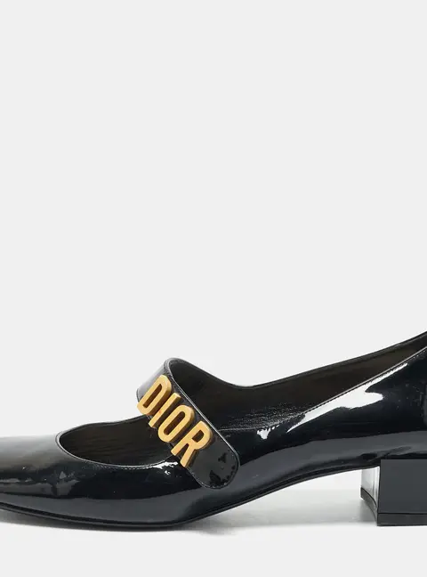 Dior Baby-D Size 38.5 Black Patent Mary Jane Pumps