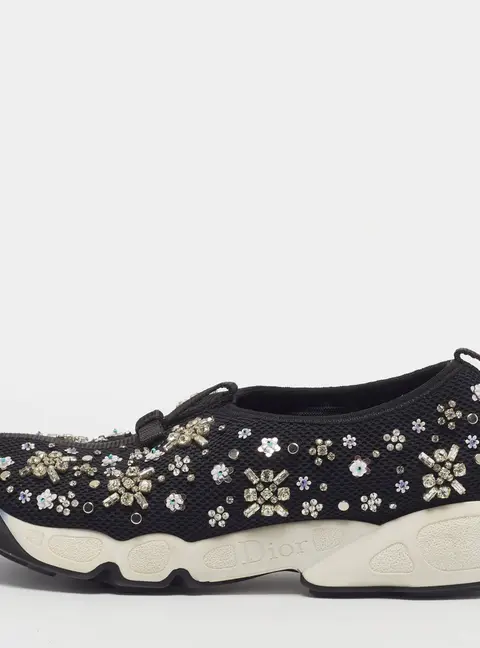 Dior Fusion Size 38 Black Mesh Slip On Sneakers