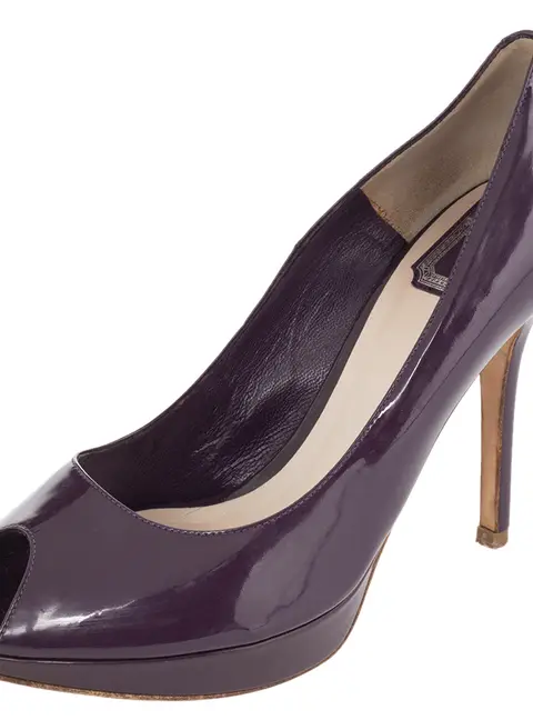 Dior Purple Patent Leather Peep Toe Pumps Size 39