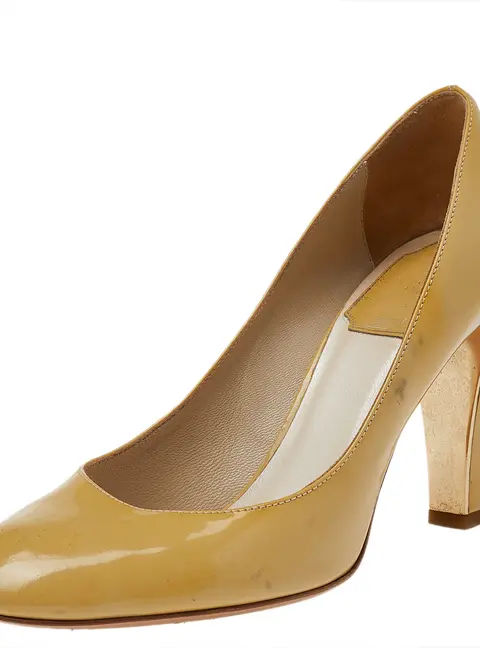 Dior Yellow Patent Leather Round Toe Pumps Size 37