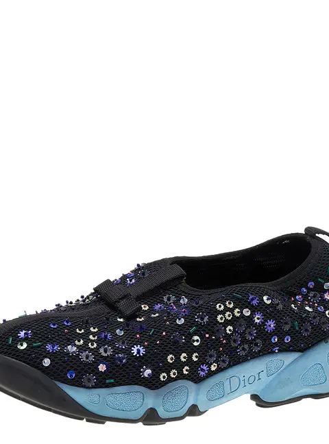 Dior Black Mesh Fusion Embellished Slip On Sneakers Size 36.5