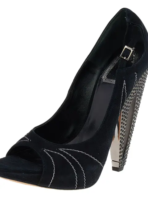 Dior Black Suede Embellished Heel Pumps Size 39