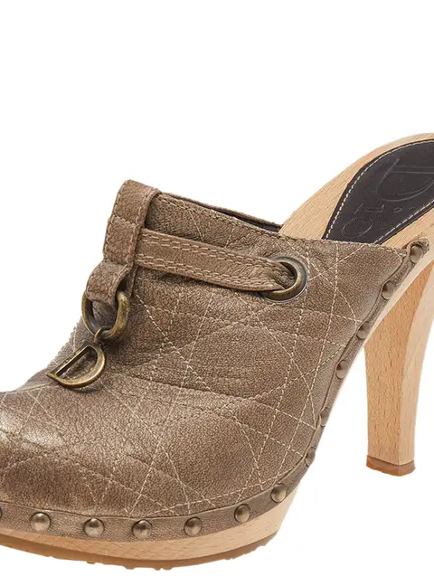 Dior Brown Leather Clog Mules Size 39