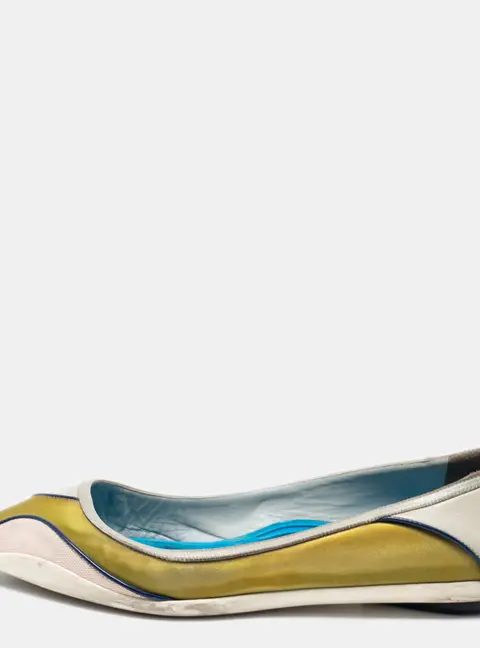 Dior Multicolor Fabric And Leather Ballet Flats Size 36