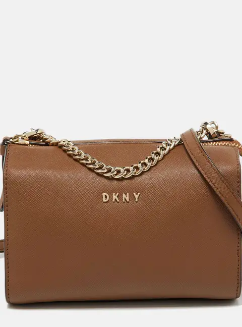 Dkny Brown Saffiano Leather Shoulder Bags