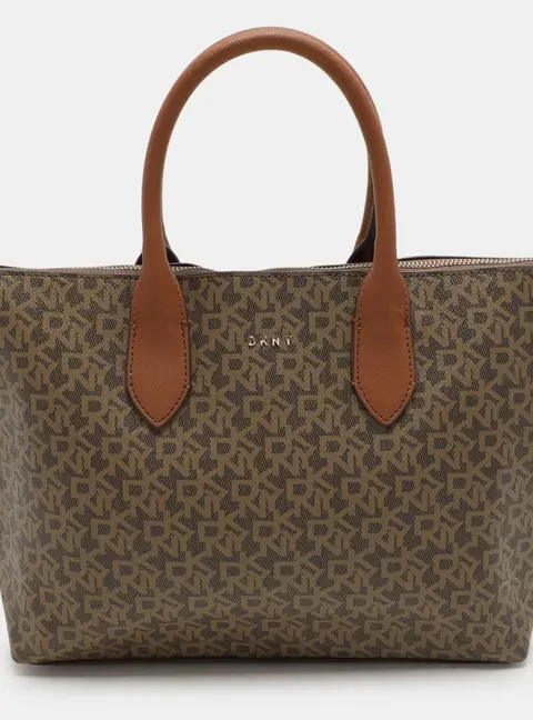 Dkny Brown Coated Canvas Tote Bag