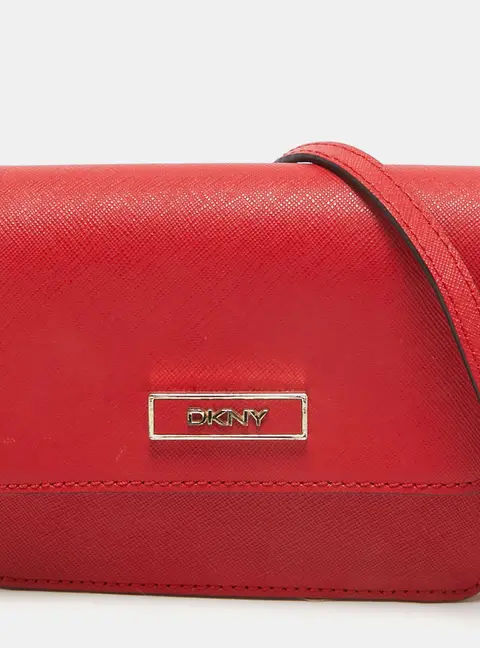 Dkny Red Leather Mini Flap Crossbody Bag