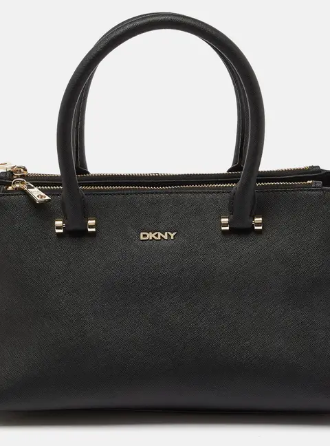 DKNY Black Saffiano Leather Bryant Park Zip Tote