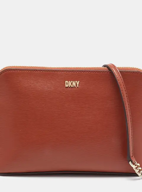 DKNY Brown Leather Dome Crossbody Bag