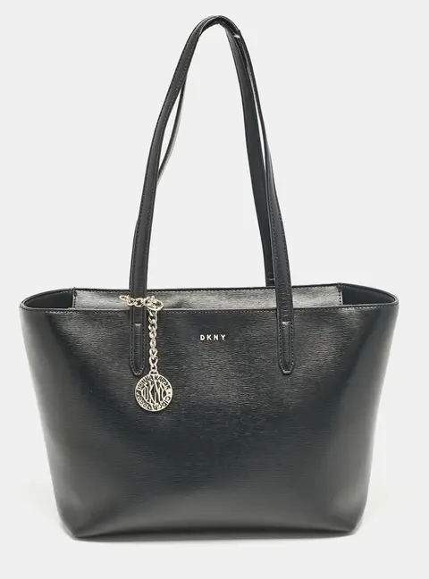 Dkny Medium Black Leather Tote Bag