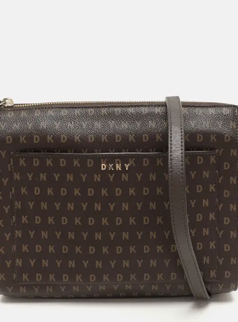 Dkny Ava Brown Coated Canvas and Leather Crossbody Bags