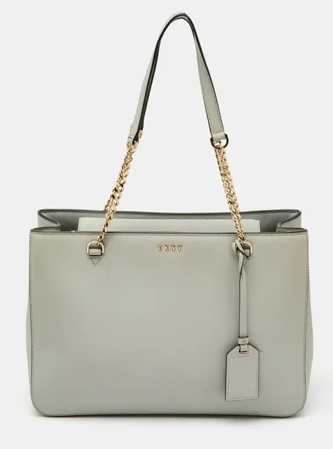 Dkny Medium Grey Saffiano Leather Tote Bag