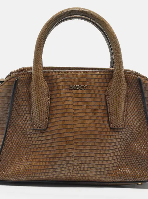 DKNY Brown Lizard Embossed Leather Chelsea Satchel