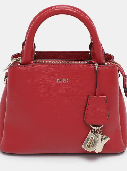 Dkny Dome Red Leather Tote Bag