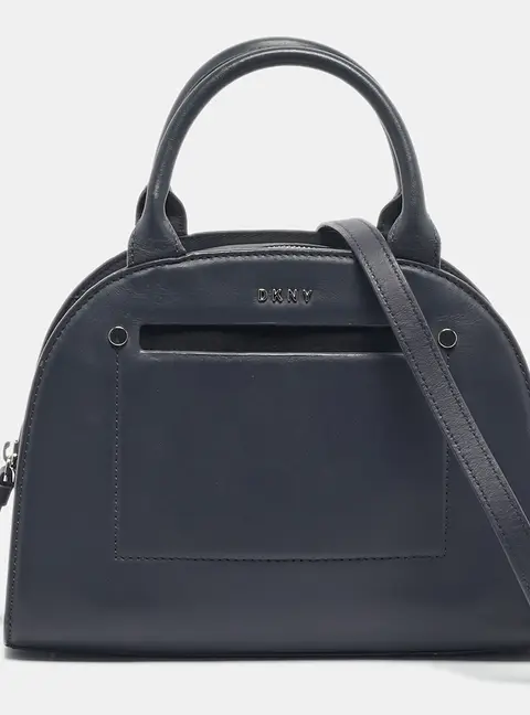 DKNY Blue Leather Logo Satchel